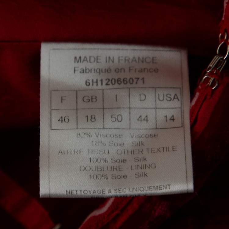 Pre Owned Christian Dior Boutique Red Devoré Velvet Chiffon Draped Gown XL