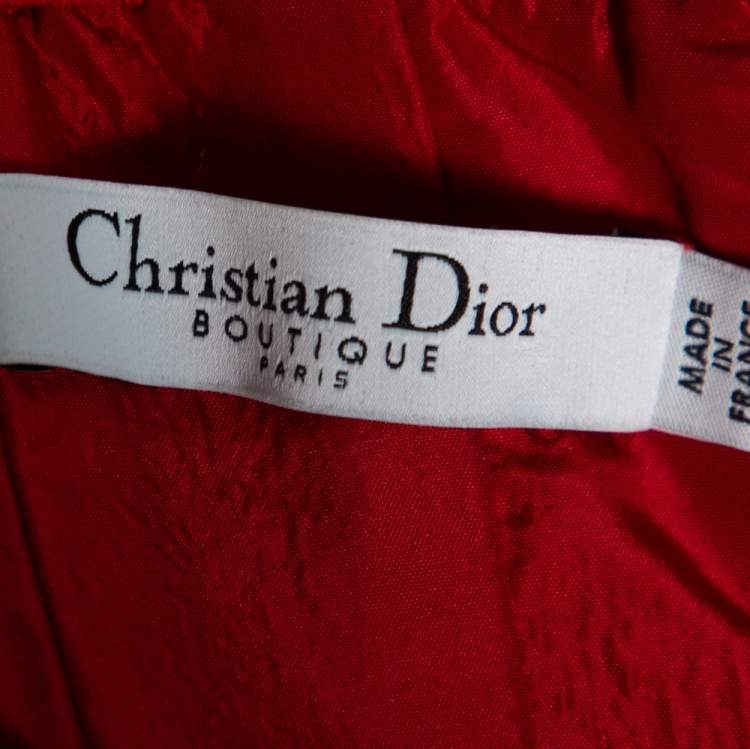 Pre Owned Christian Dior Boutique Red Devoré Velvet Chiffon Draped Gown XL
