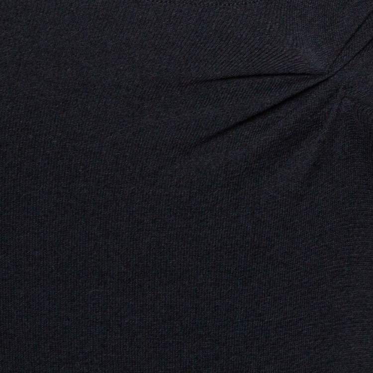 Pre Owned Dior Black Cotton & Silk Floral Detail Long Sleeve Top S