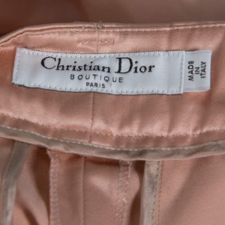 Pre Owned Dior Boutique Peach Satin Flared Trousers S