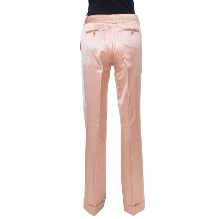 Pre Owned Dior Boutique Peach Satin Flared Trousers S
