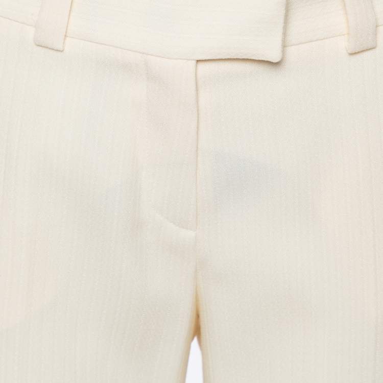 Pre Owned Dior Boutique Cream Wool Flared Trousers S