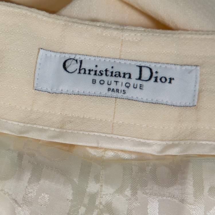 Pre Owned Dior Boutique Cream Wool Flared Trousers S