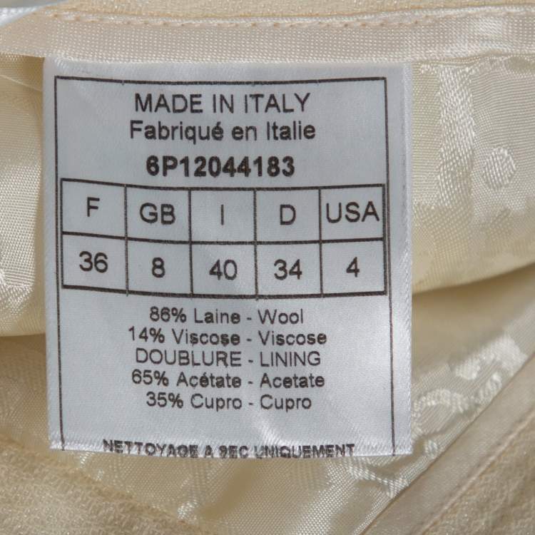 Pre Owned Dior Boutique Cream Wool Flared Trousers S