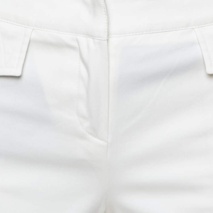 Pre Owned Dior Boutique Off White Stretch Cotton Cropped Pants S