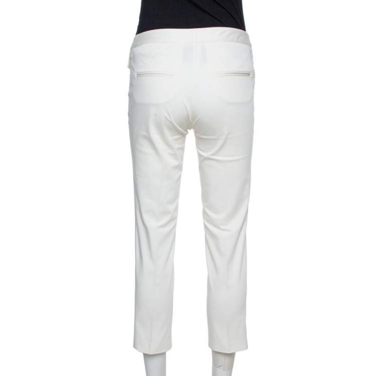Pre Owned Dior Boutique Off White Stretch Cotton Cropped Pants S