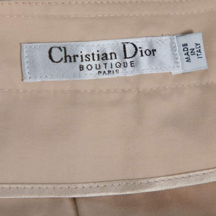 Pre Owned Dior Boutique Beige Cotton Cuffed Hem Pants S