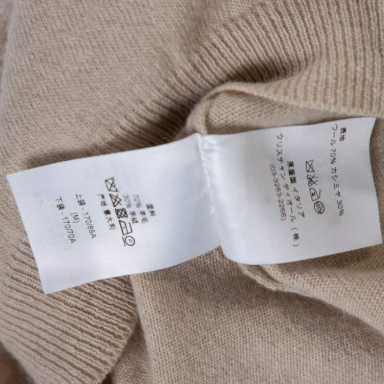 Pre Owned Dior Beige Wool & Cashmere Ruffle Sleeve Sweater M