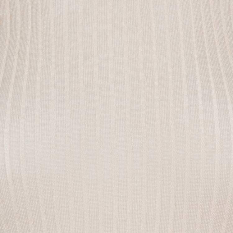 Pre Owned Christian Dior Beige Rib Knit Front Tie Detail Sleeveless Top S