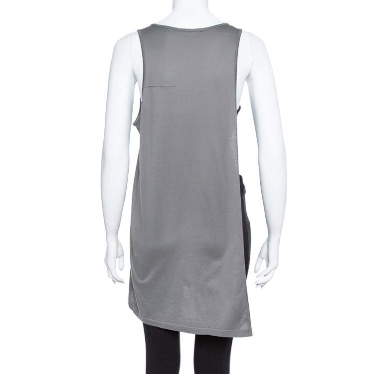 Pre Owned Dior Grey Cotton Open Asymmetric Tank Top S
