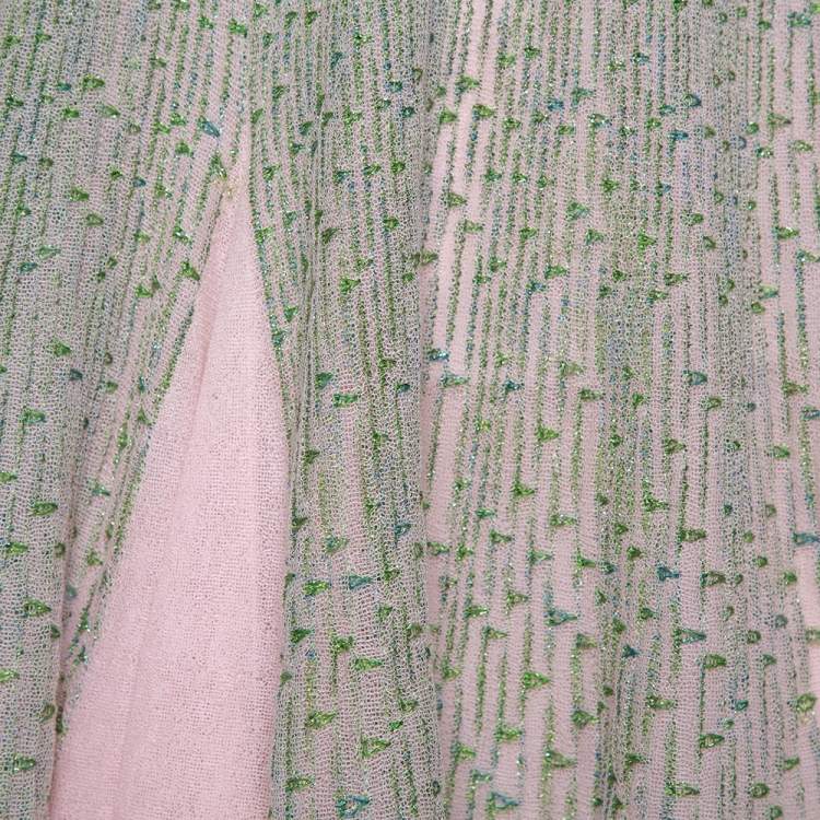 Pre Owned Dior Green & Pink Lurex Knit Flared Tent Dress S
