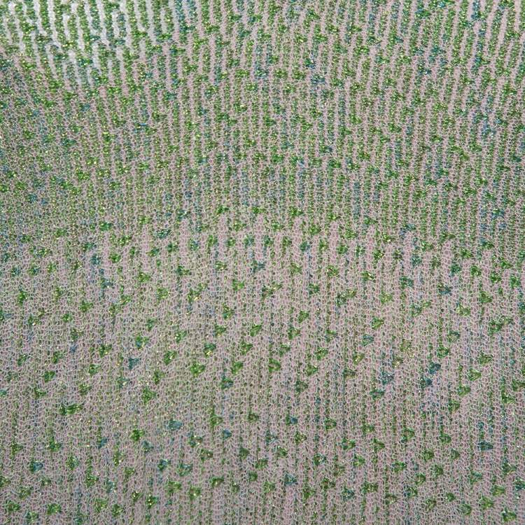 Pre Owned Dior Green & Pink Lurex Knit Flared Tent Dress S