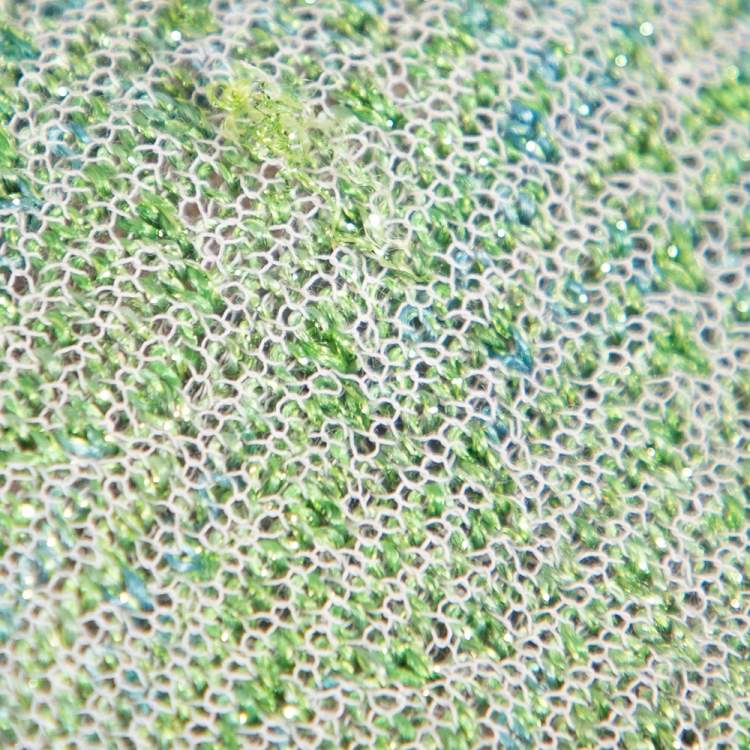 Pre Owned Dior Green & Pink Lurex Knit Flared Tent Dress S