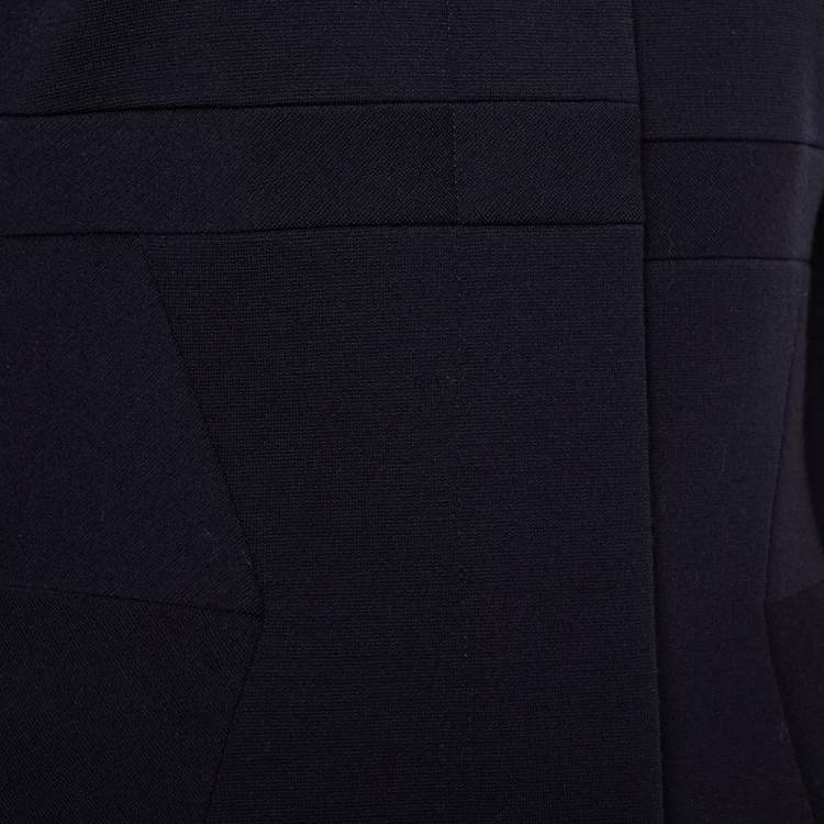 Pre Owned Christian Dior Navy Blue Wool Paneled Coat & Tapered leg Trousers Set M