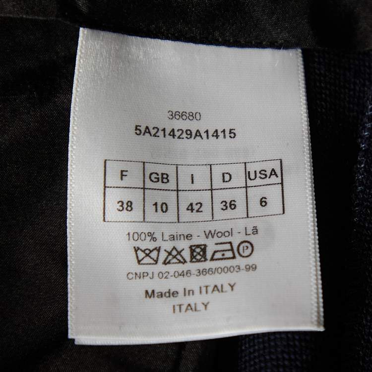 Pre Owned Christian Dior Navy Blue Wool Paneled Coat & Tapered leg Trousers Set M