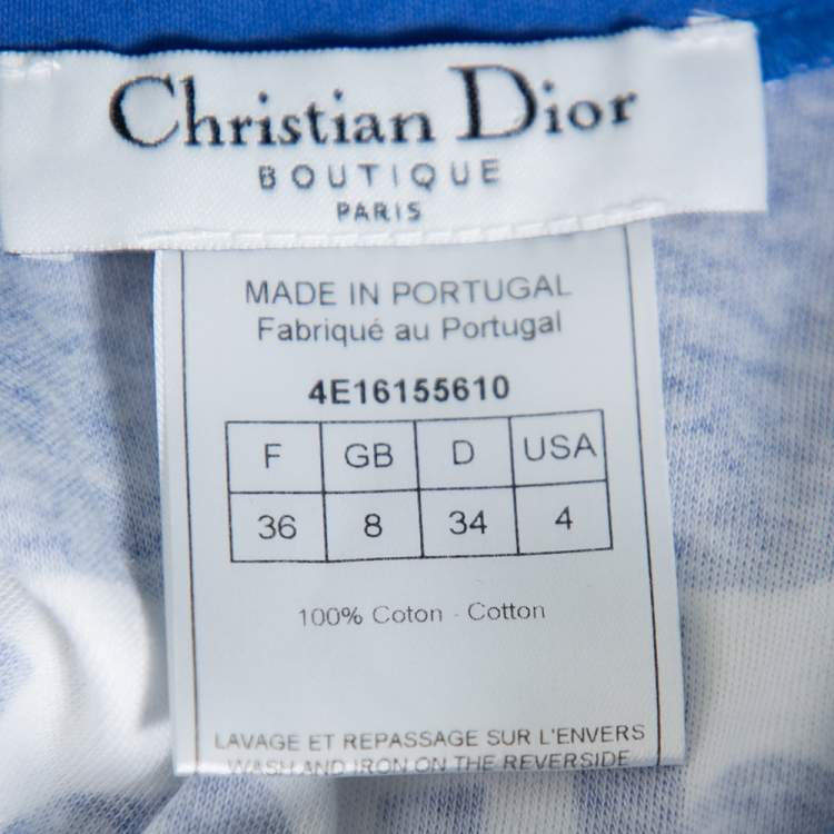 Pre Owned Christian Dior Blue Surf Chick Printed Cotton Racer Back Detail Top S