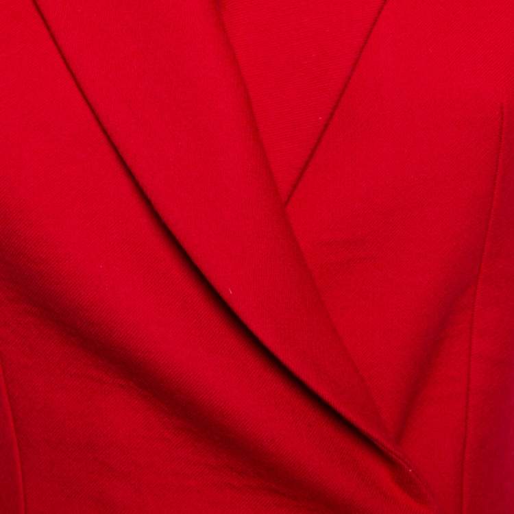 Pre Owned Christian Dior Red Wool Sleeveless Blazer M