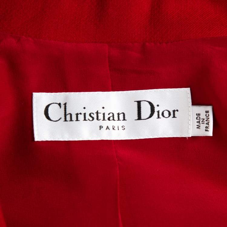 Pre Owned Christian Dior Red Wool Sleeveless Blazer M
