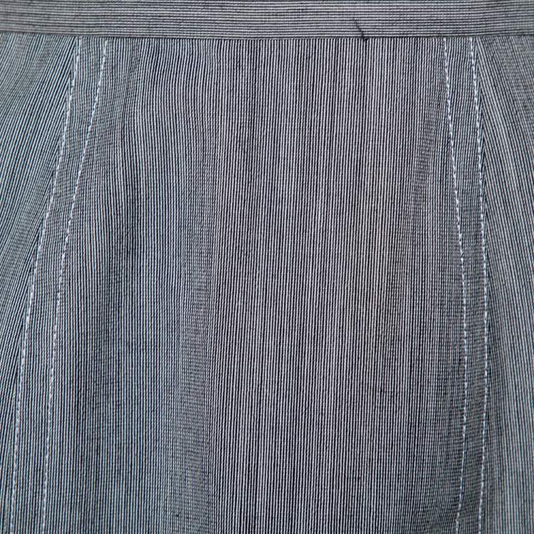 Pre Owned Christian Dior Grey Wool High Waist Pencil Skirt M
