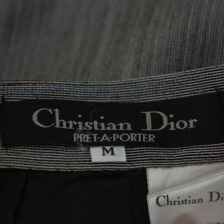Pre Owned Christian Dior Grey Wool High Waist Pencil Skirt M