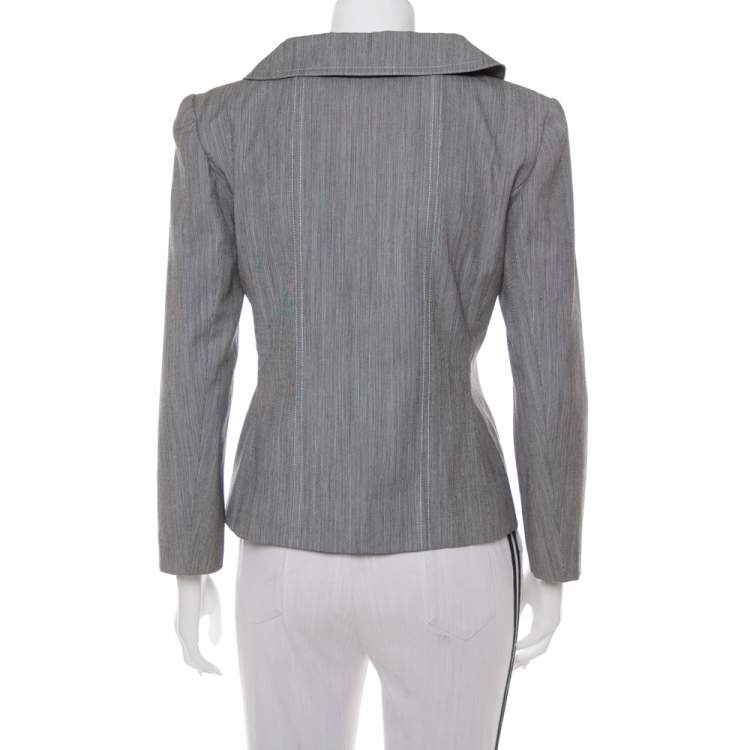 Pre Owned Christian Dior Grey Wool Double Breasted Vintage Blazer M