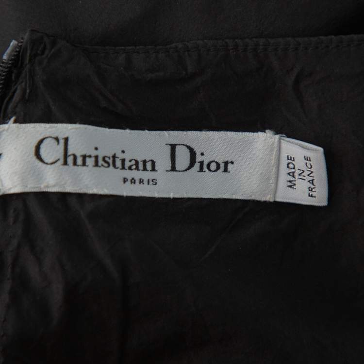 Pre Owned Christian Dior Black Silk Belted Tiered Maxi Dress L
