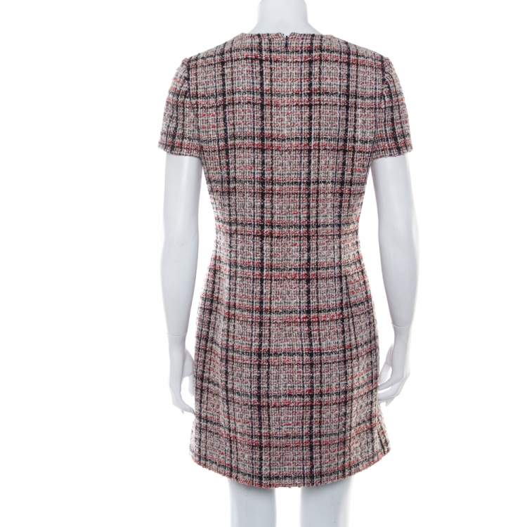 Pre Owned Christian Dior Multicolor Tweed Sheath Dress L