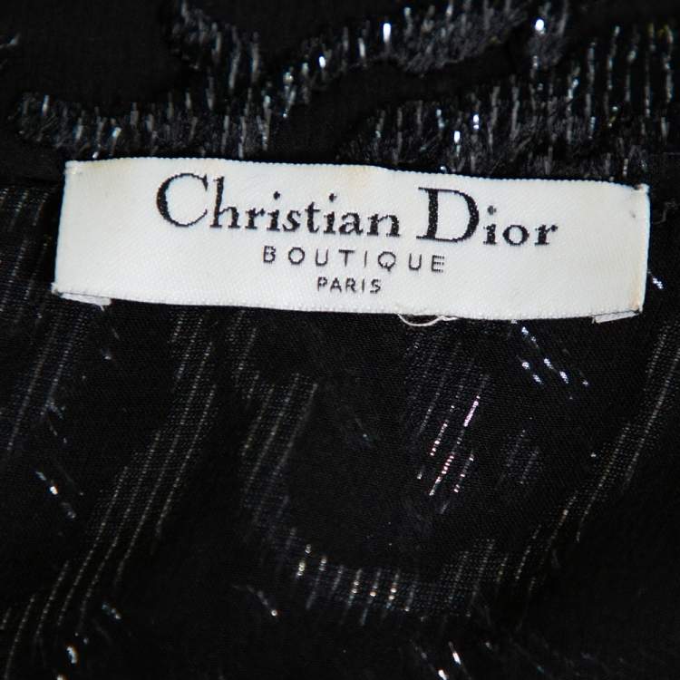 مملوكة مسبقًا Christian Dior Vintage Black Devore Waist Tie Detail Button Front Shirt M
