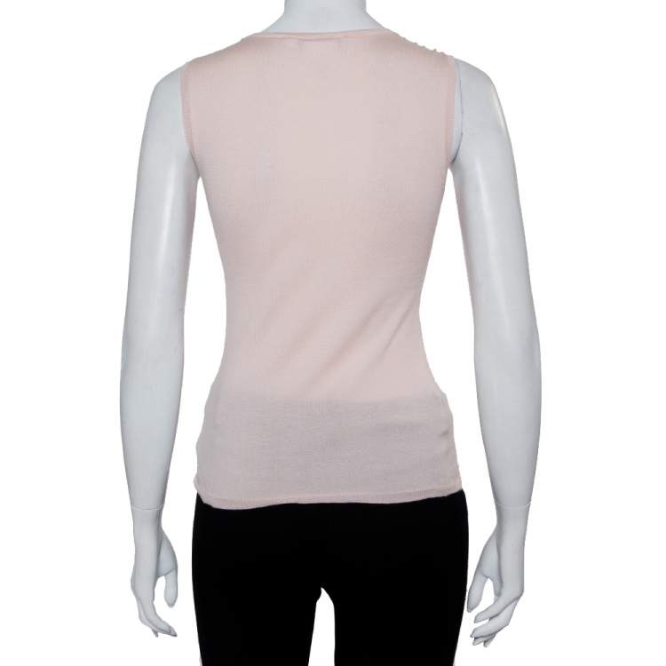 Pre Owned Christian Dior Beige Cashmere & Silk Sleeveless Jumper M