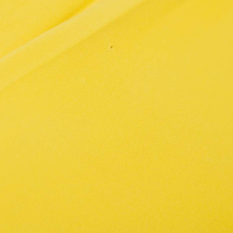 Pre Owned Christian Dior Yellow Crepe Trail Detail One Shoulder Maxi Dress S