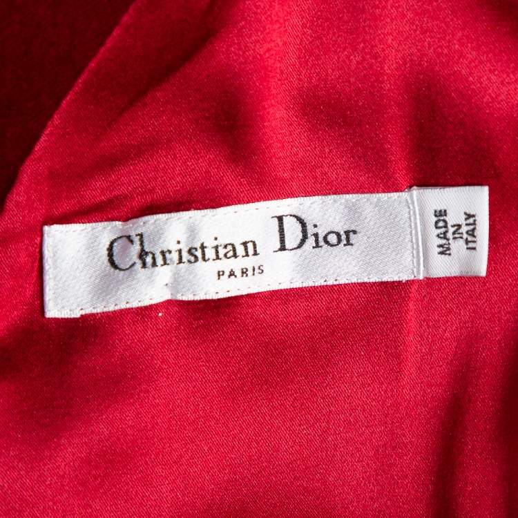 مملوكة مسبقًا Christian Dior Burgundy Velvet Slit Detail Belted Maxi Dress M