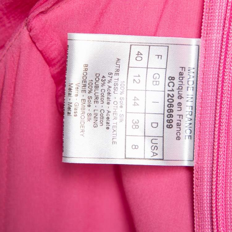 Pre Owned Christian Dior Pink Silk Chiffon Pleated Sleeveless Gown M