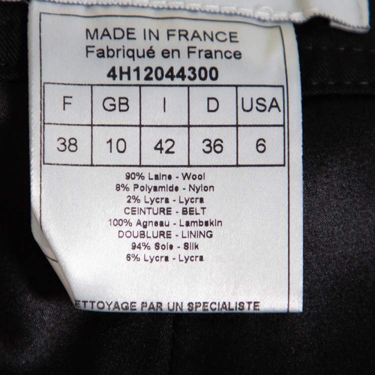 Pre Owned Christian Dior Black Wool Rockstud Leather Belt Detail Straight Leg Pants M