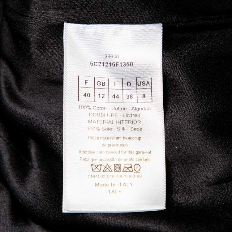 Pre Owned Christian Dior Multicolor Textured Cotton Frayed Hem Dress Coat M