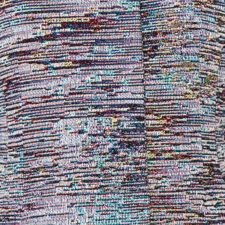 Pre Owned Christian Dior Multicolor Textured Cotton Frayed Hem Dress Coat M