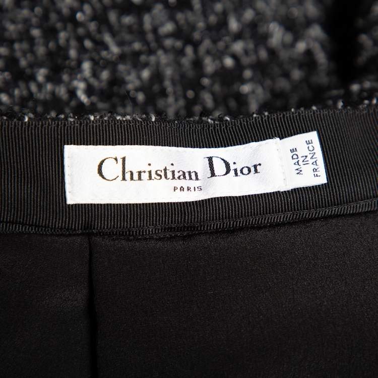 Pre Owned Christian Dior Black Lurex Tweed Pleated Mini Skirt M