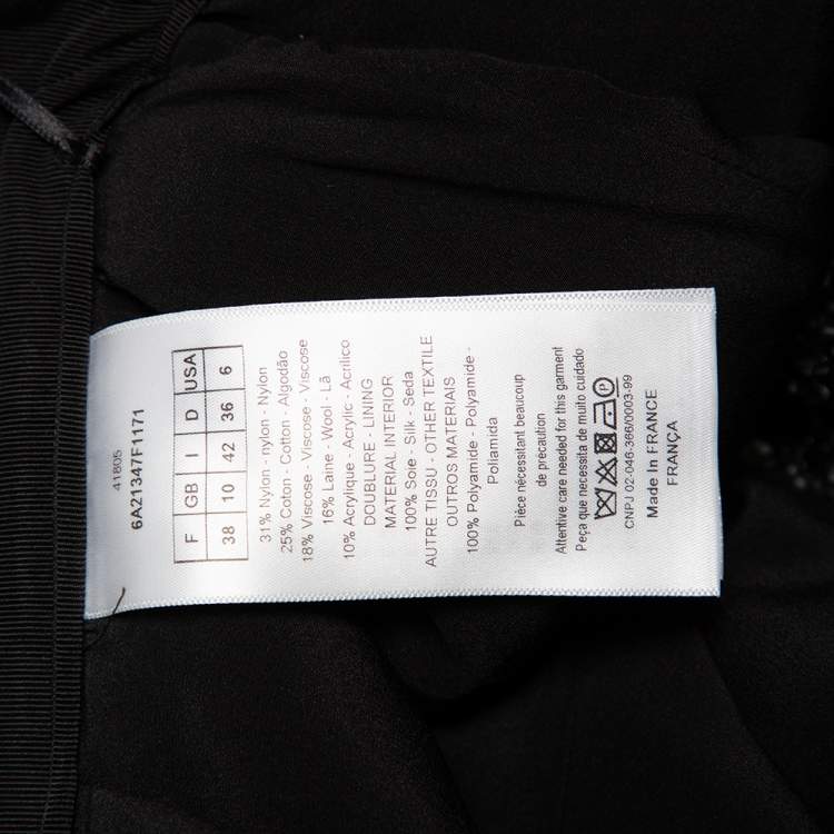 Pre Owned Christian Dior Black Lurex Tweed Pleated Mini Skirt M