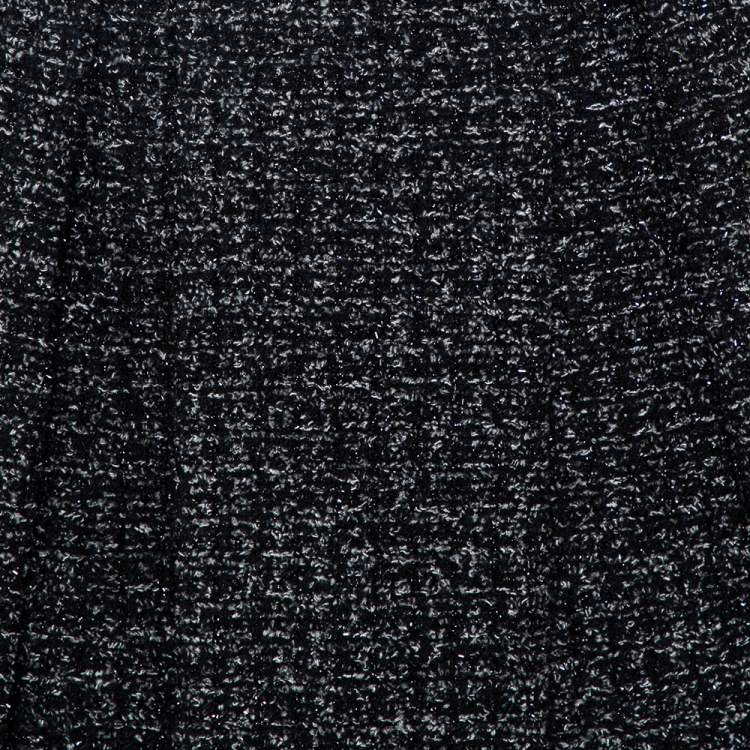 Pre Owned Christian Dior Black Lurex Tweed Pleated Mini Skirt M