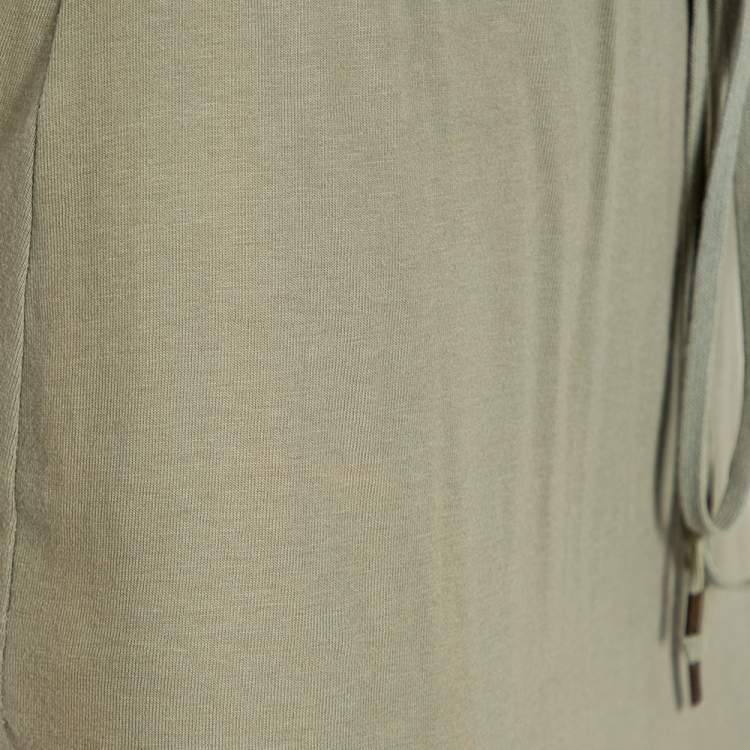 Pre Owned Christian Dior Green Cotton Knit Lace Up Detail Sleeveless Midi Dress L
