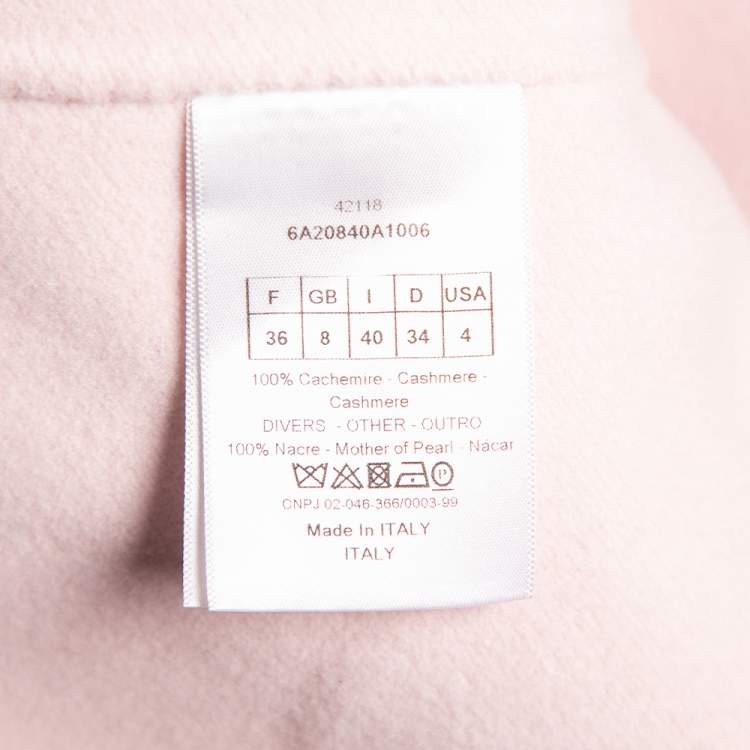Pre Owned Christian Dior Pink Cashmere Button Front Mid Length Coat S