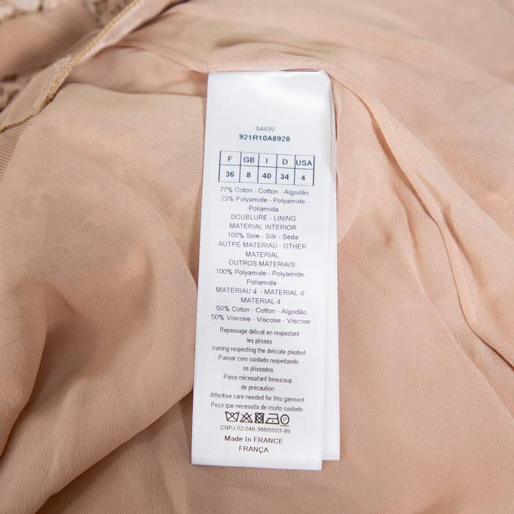 Pre Owned Christian Dior Light Pink Lace Sleeveless Midi Wrap Dress S
