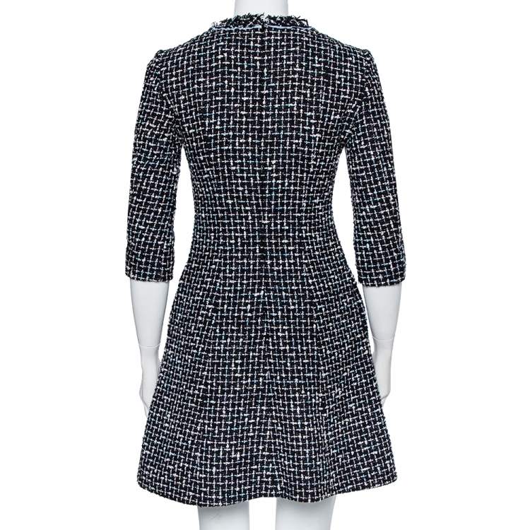 Pre Owned Christian Dior Black Tweed A-Line Mini Dress S