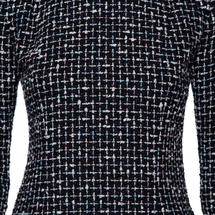 Pre Owned Christian Dior Black Tweed A-Line Mini Dress S
