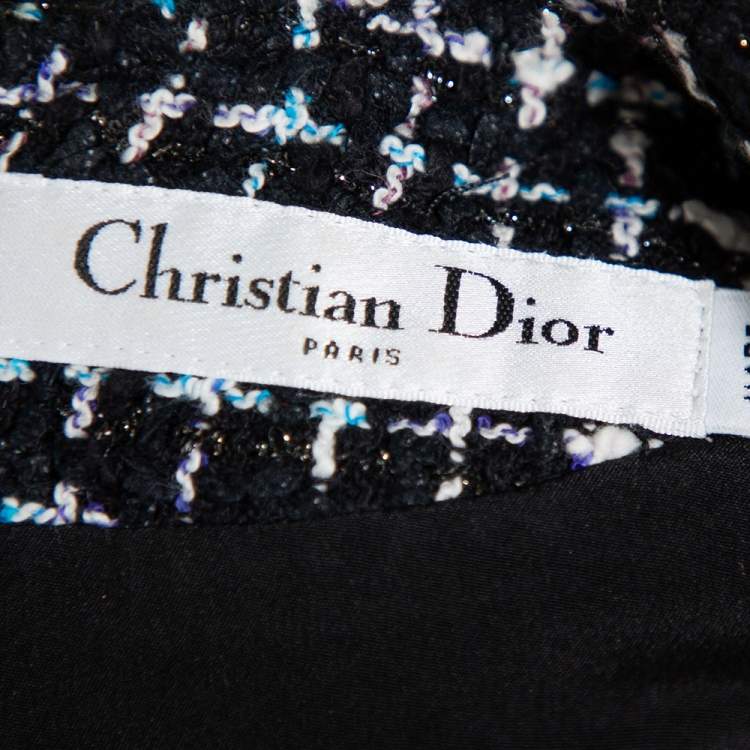 Pre Owned Christian Dior Black Tweed A-Line Mini Dress S