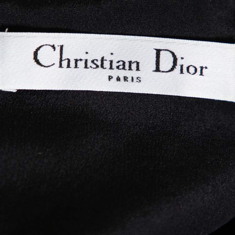 Pre Owned Christian Dior Black & Pink Jacquard Sleeveless Top M