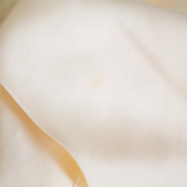 Pre Owned Christian Dior Cream Wool & Silk Sequin Embellished Cape Detail Shift Dress M