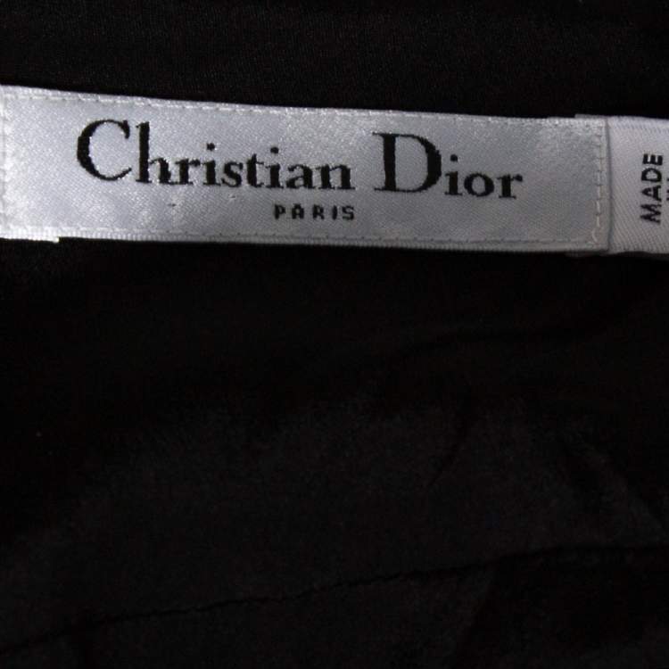 Pre Owned Christian Dior Black Wool & Silk Bustier Detail Mini Dress S