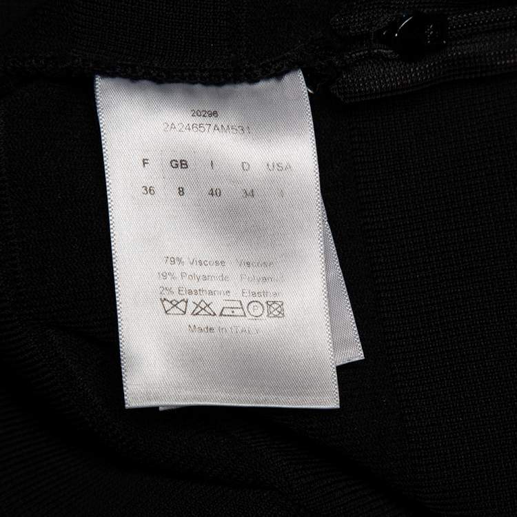 Pre Owned Christian Dior Black Knit Ruffle Detail Sheath Dress S