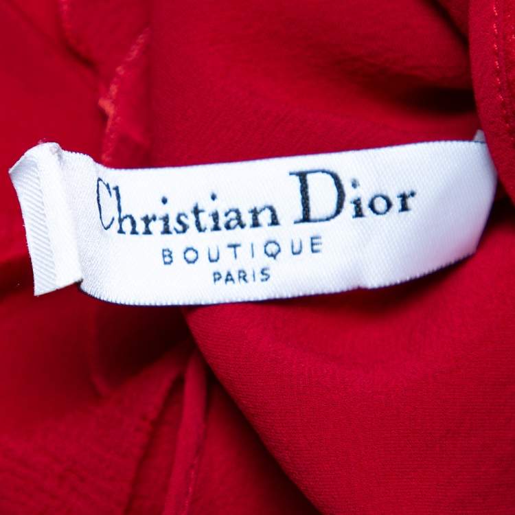Pre Owned Christian Dior Vintage Red Silk Ruffle Detail Camisole L