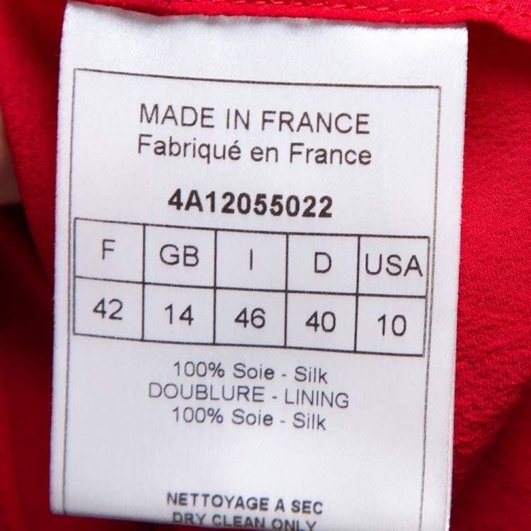 Pre Owned Christian Dior Vintage Red Silk Ruffle Detail Camisole L